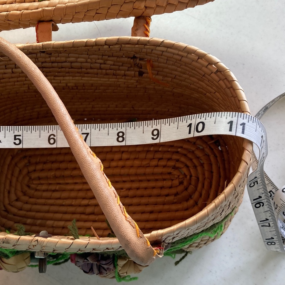 Vintage Woven Tote with Floral Accents - Picture 9 of 12